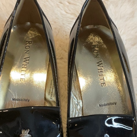 NWOT Ron White Blythe Kitten Heel Loafers SZ 39 Gloss Patent - Picture 2 of 14